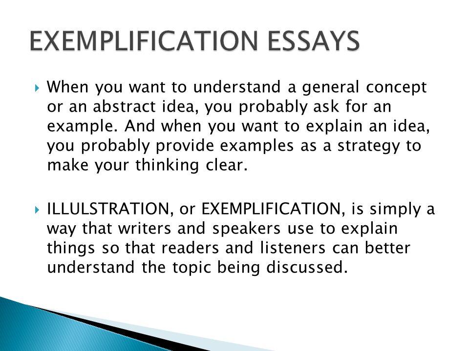 exemplification essay characteristics